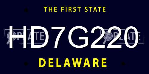 HD7G220 Delaware License Plate