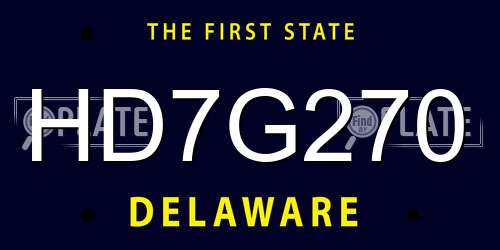 HD7G270 Delaware License Plate