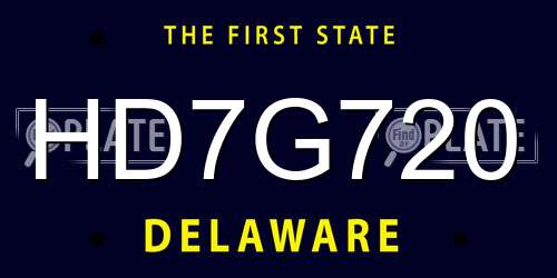 HD7G720 Delaware License Plate