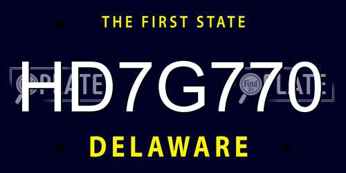 HD7G770 Delaware License Plate