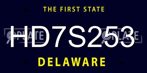 HD7S253 Delaware License Plate