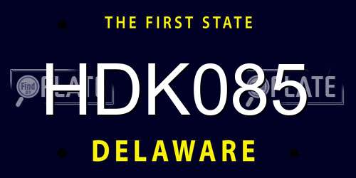 HDK085 Delaware License Plate