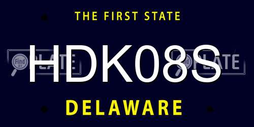 HDK08S Delaware License Plate