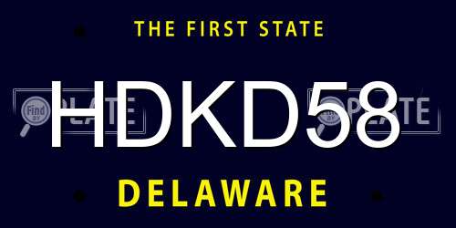 HDKD58 Delaware License Plate