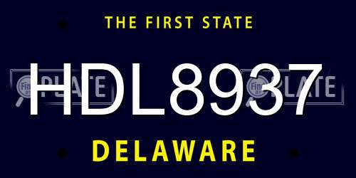 HDL8937 Delaware License Plate
