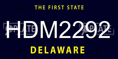 HDM2292 Delaware License Plate