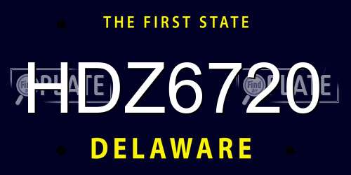 HDZ6720 Delaware License Plate