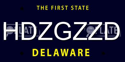 HDZGZZD Delaware License Plate