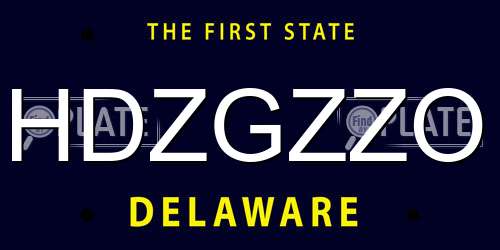 HDZGZZO Delaware License Plate