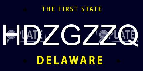HDZGZZQ Delaware License Plate