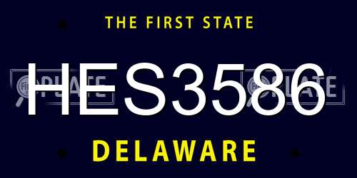 HES3586 Delaware License Plate
