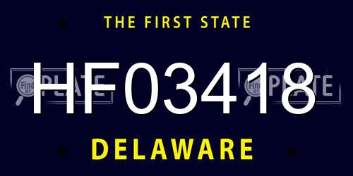 HF03418 Delaware License Plate