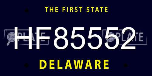 HF85552 Delaware License Plate
