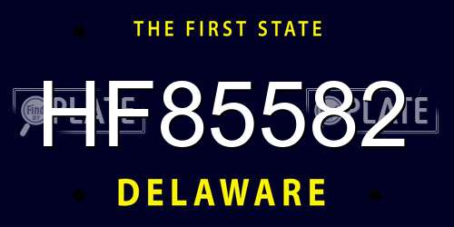 HF85582 Delaware License Plate
