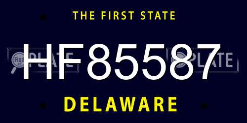 HF85587 Delaware License Plate