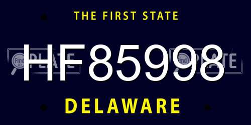 HF85998 Delaware License Plate