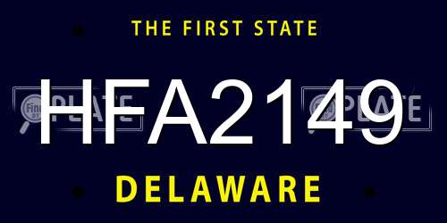 HFA2149 Delaware License Plate