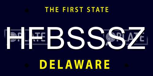HFBSSSZ Delaware License Plate