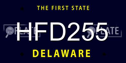 HFD255 Delaware License Plate