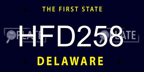 HFD258 Delaware License Plate
