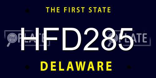 HFD285 Delaware License Plate