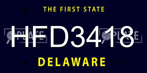 HFD3418 Delaware License Plate