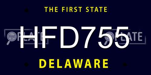 HFD755 Delaware License Plate