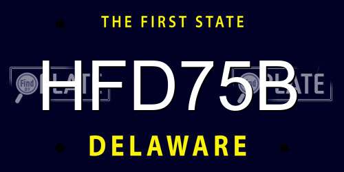 HFD75B Delaware License Plate