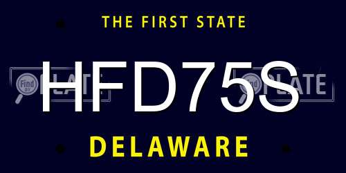 HFD75S Delaware License Plate