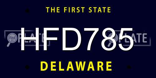 HFD785 Delaware License Plate