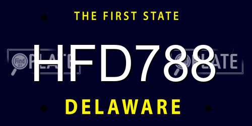 HFD788 Delaware License Plate