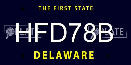 HFD78B Delaware License Plate