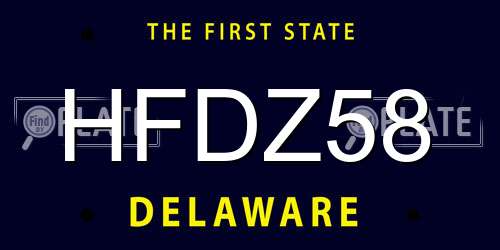 HFDZ58 Delaware License Plate
