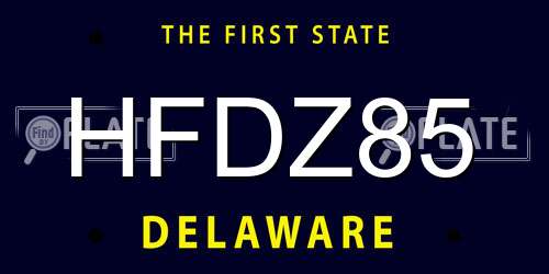 HFDZ85 Delaware License Plate
