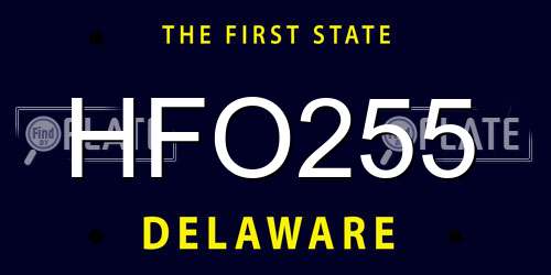 HFO255 Delaware License Plate