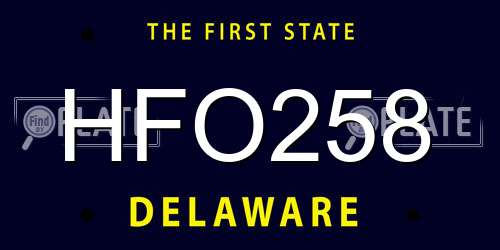 HFO258 Delaware License Plate