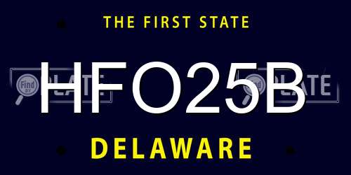 HFO25B Delaware License Plate