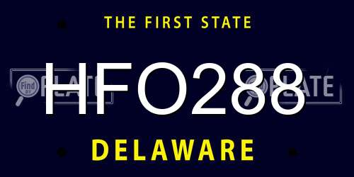 HFO288 Delaware License Plate