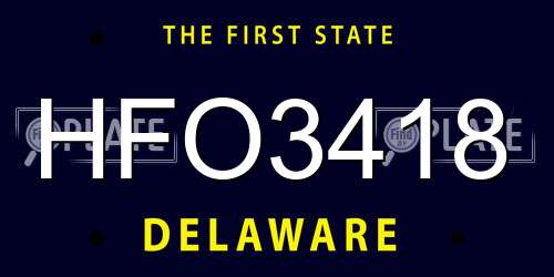HFO3418 Delaware License Plate