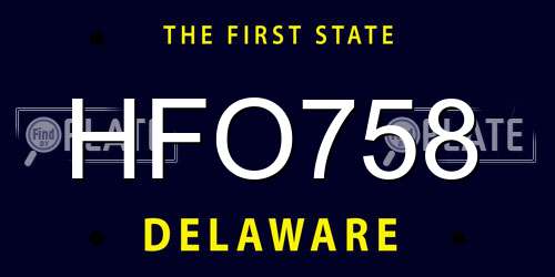 HFO758 Delaware License Plate