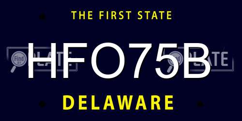 HFO75B Delaware License Plate