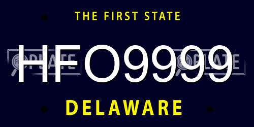 HFO9999 Delaware License Plate