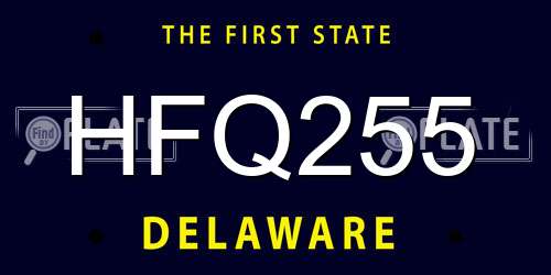 HFQ255 Delaware License Plate