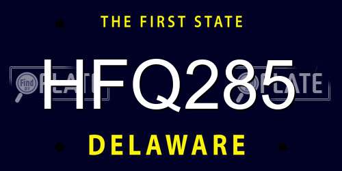 HFQ285 Delaware License Plate