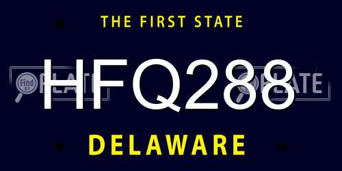 HFQ288 Delaware License Plate