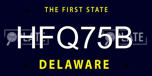 HFQ75B Delaware License Plate