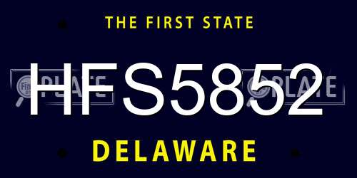 HFS5852 Delaware License Plate