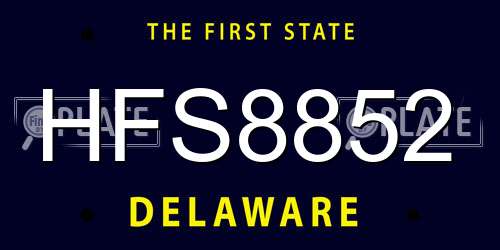 HFS8852 Delaware License Plate