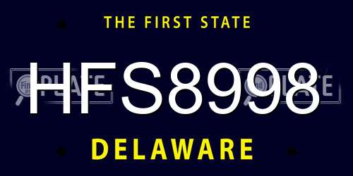 HFS8998 Delaware License Plate
