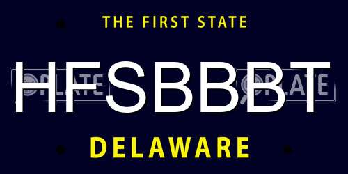 HFSBBBT Delaware License Plate